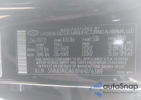 2022 Hyundai Tucson Se из США, поврежденный, VIN 5NMJACAE8NH076389